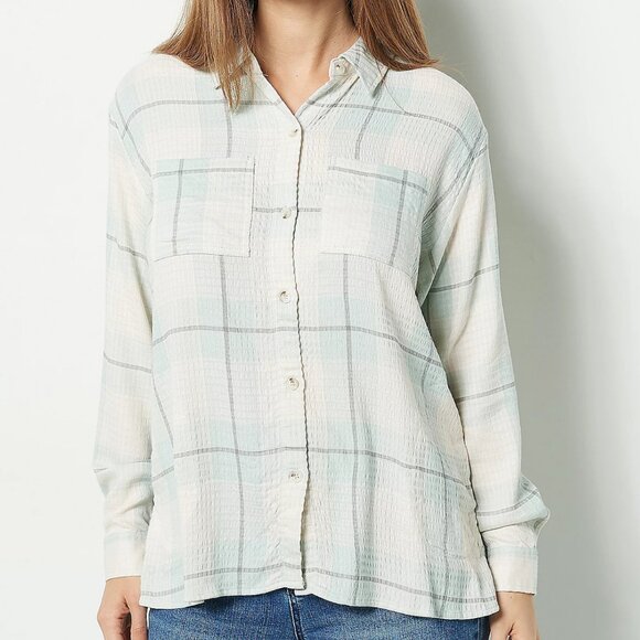 Studio Park x Courtney Khondabi Spring Plaid Button Front Shirt. 14929 - Picture 1 of 1